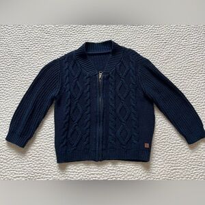 Children's Navy Cable-Knit Zip Sweater